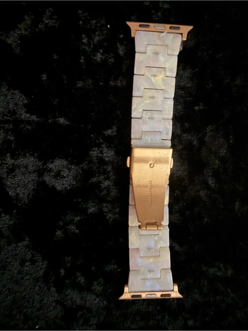 Rose Gold Metal & Mother-of-Pearl Smartwatch Band - Fits Apple Watch Adapters